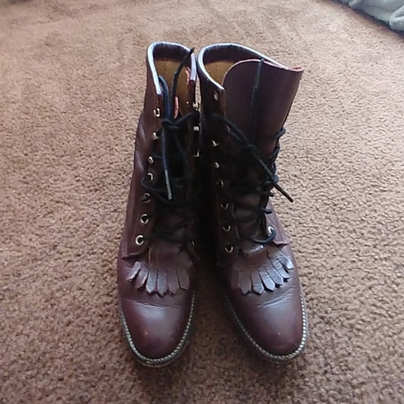 justin womens ropers lace up